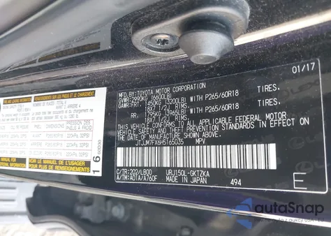 2017 Lexus Gx 460 Luxury z USA, uszkodzony, nr VIN JTJJM7FX6H5165035